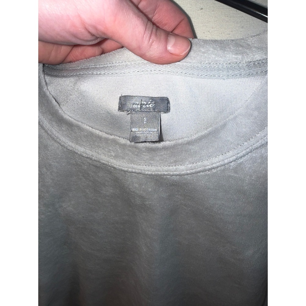 Aerie Velour Crewneck Sweatshirt Light Gray Relaxed Fit‎ Size S - Picture 2 of 7